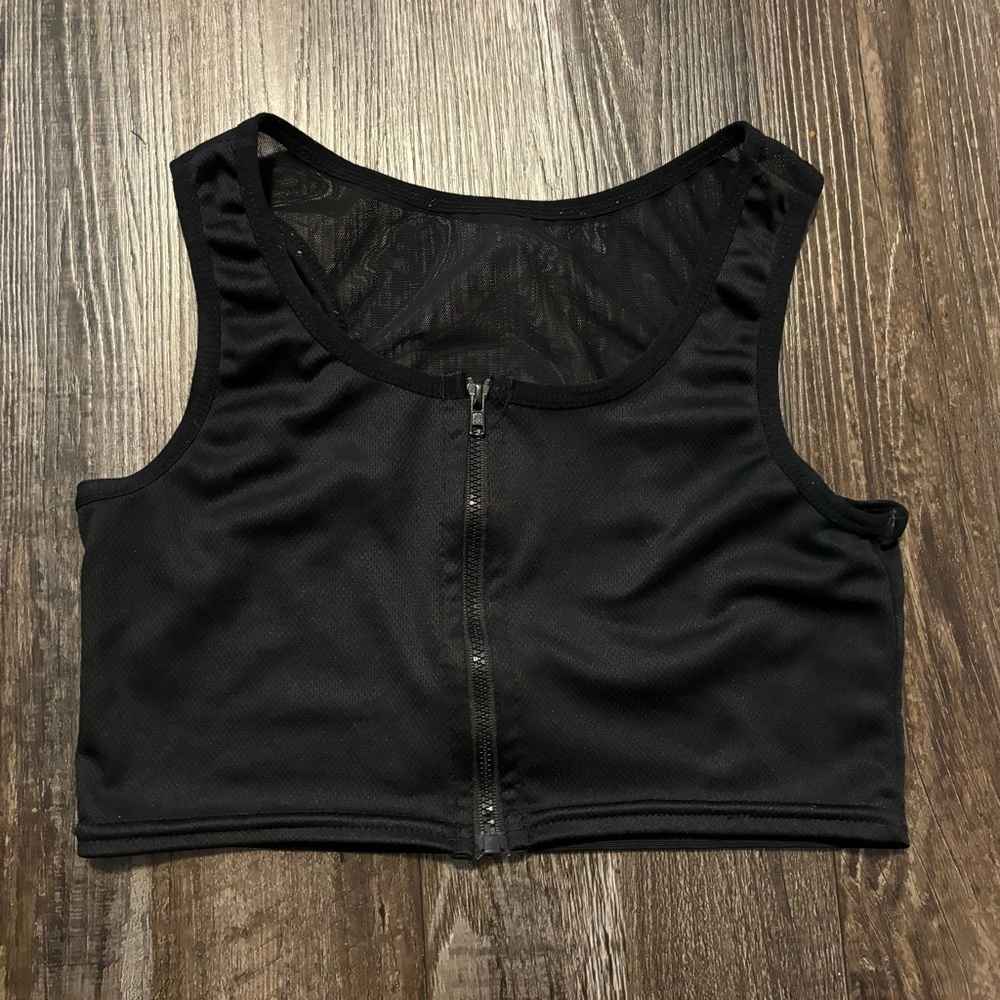 Black Zip-Front Sports Bra, size S